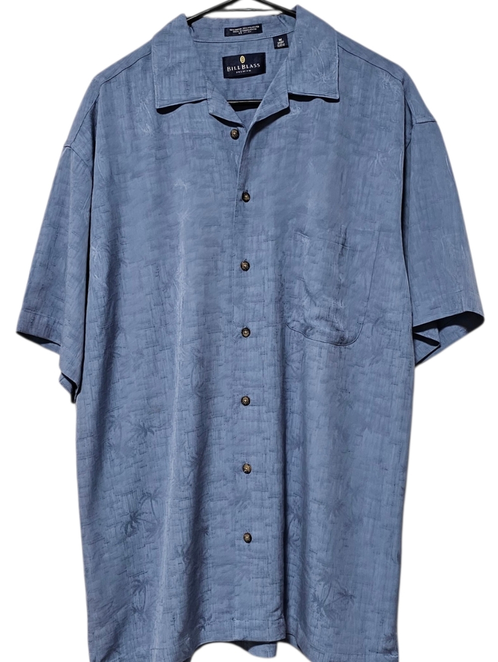 Bill Blass Premium Men's Blue Palm Tree Print Short Sleeve Button Down Size M